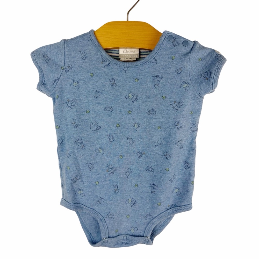 Vintage Carter's Blue Puppy Dog House Romper One Piece Bodysuit Size 3-6 Months